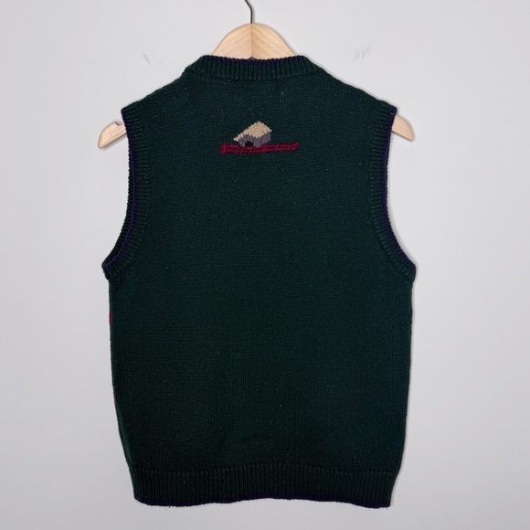 Vintage Hand-Embroidered Dog Sweater Vest Button Front Knit Cottagecore Grandpa - Picture 10 of 15